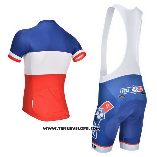 2014 Maillot Ciclismo FDJ Bleu Champion France Manches Courtes et Cuissard